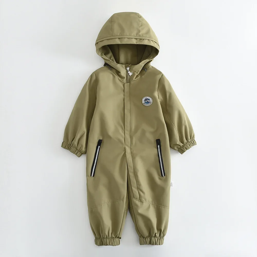 Kids Snowsuit One Piece Ski Suit Windproof Waterproof Hooded Fur Lined Winter Outdoor Jumpsuit for Boys Girls