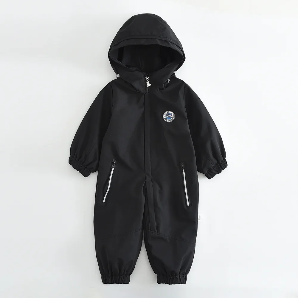 Kids Snowsuit One Piece Ski Suit Windproof Waterproof Hooded Fur Lined Winter Outdoor Jumpsuit for Boys Girls