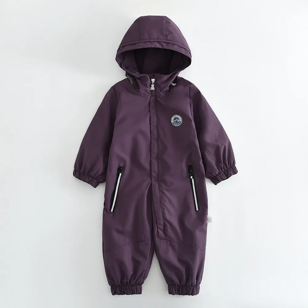 Kids Snowsuit One Piece Ski Suit Windproof Waterproof Hooded Fur Lined Winter Outdoor Jumpsuit for Boys Girls