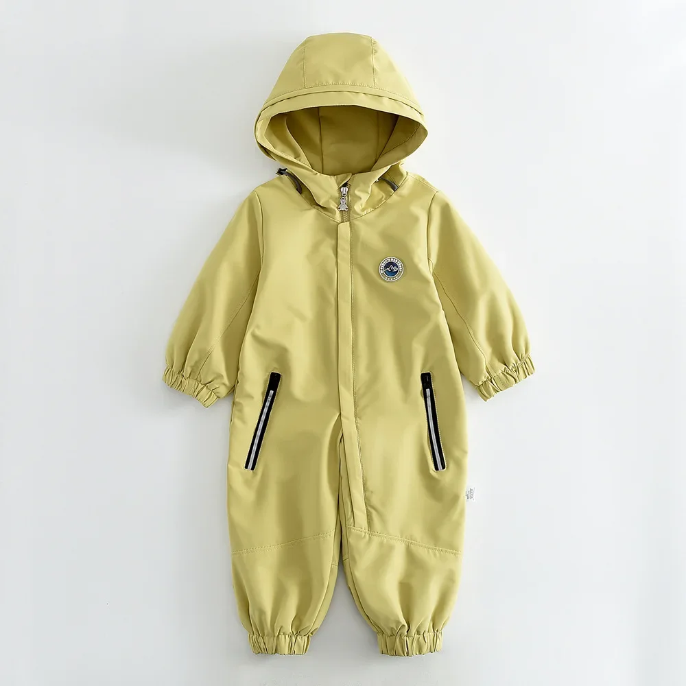 Kids Snowsuit One Piece Ski Suit Windproof Waterproof Hooded Fur Lined Winter Outdoor Jumpsuit for Boys Girls