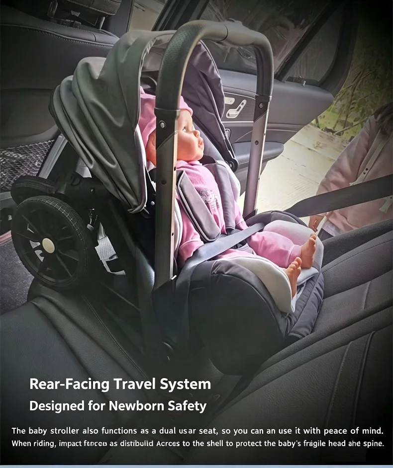 All-Purpose Multimode Baby Stroller With Multiple Reclining Positions, Compact Foldable Design, High Performance Shock-Absorbing Wheels, Skin-Friendly Breathable Cushion For Family Outdoor Trips
