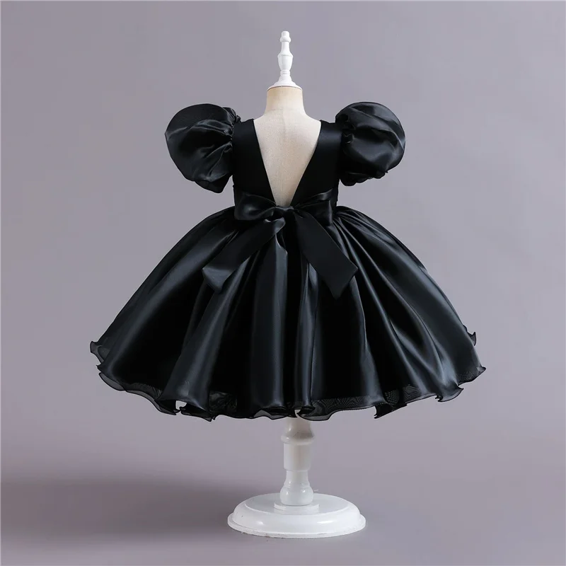 Fashion Girls Princess Dresses Kids Tulle Puff Sleeve Wedding Party Gown Ball Baby Birthday Children Clothes Bridesmaids 345