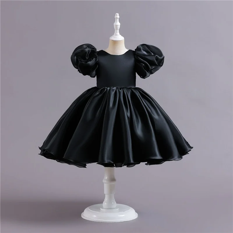 Fashion Girls Princess Dresses Kids Tulle Puff Sleeve Wedding Party Gown Ball Baby Birthday Children Clothes Bridesmaids 345