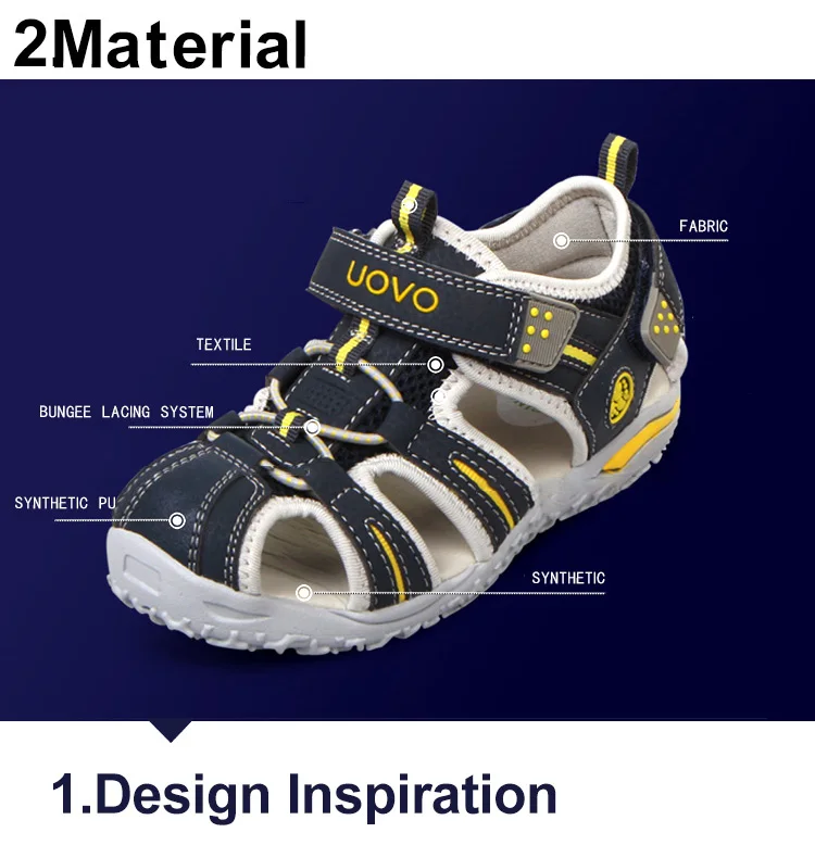 UOVO Brand 2026 Summer Beach Footwear Kids Closed Toe Toddler Sandals Children Fashion Designer Shoes For Boys And Girls #24-38