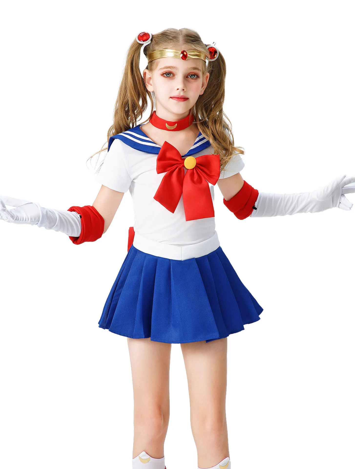 Anime Usagi Tsukino Cosplay Costumes Sailor Costume Moon JK Cos For Kids Girl Women Short Sleeve Dress Clothes With Gloves Socks