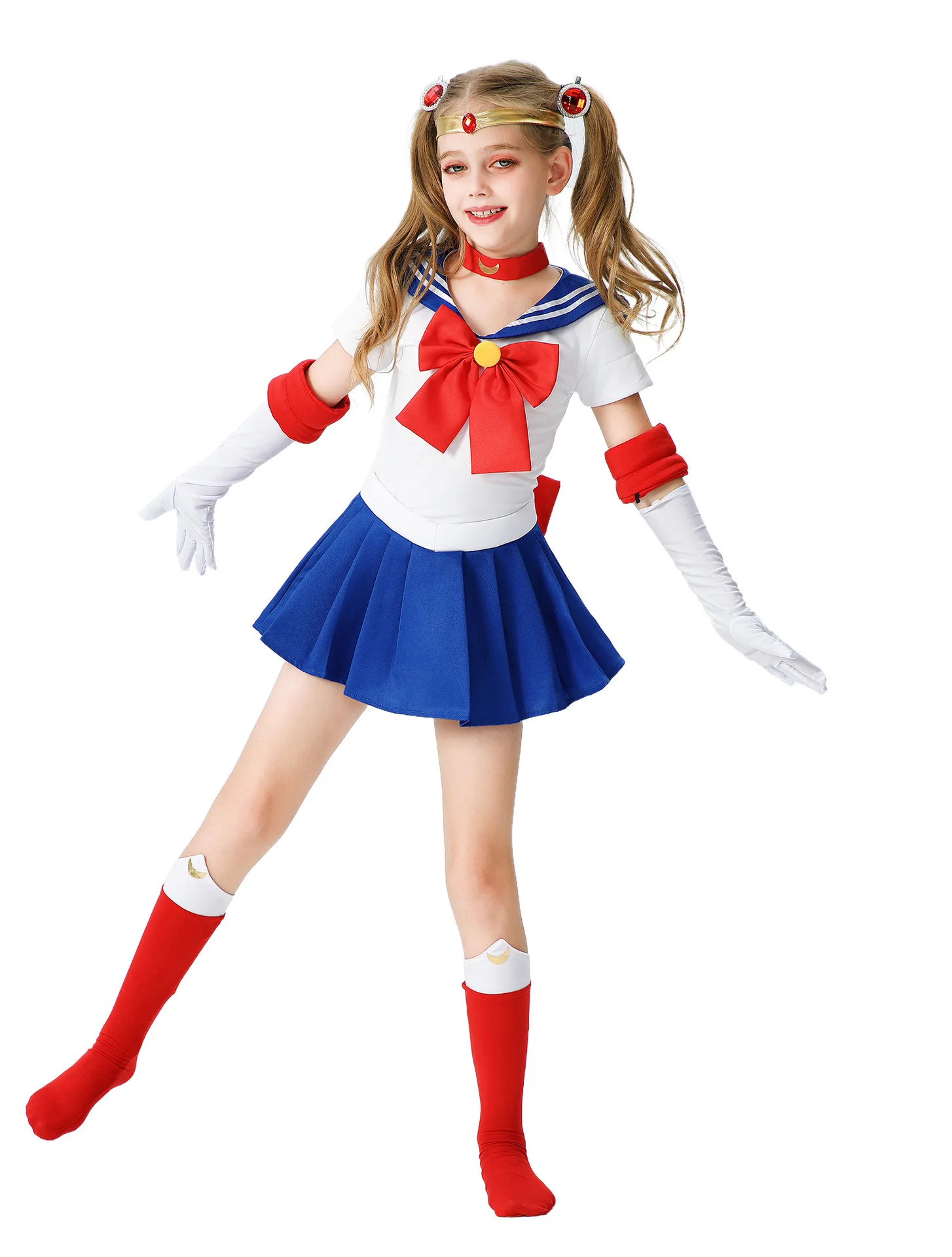 Anime Usagi Tsukino Cosplay Costumes Sailor Costume Moon JK Cos For Kids Girl Women Short Sleeve Dress Clothes With Gloves Socks
