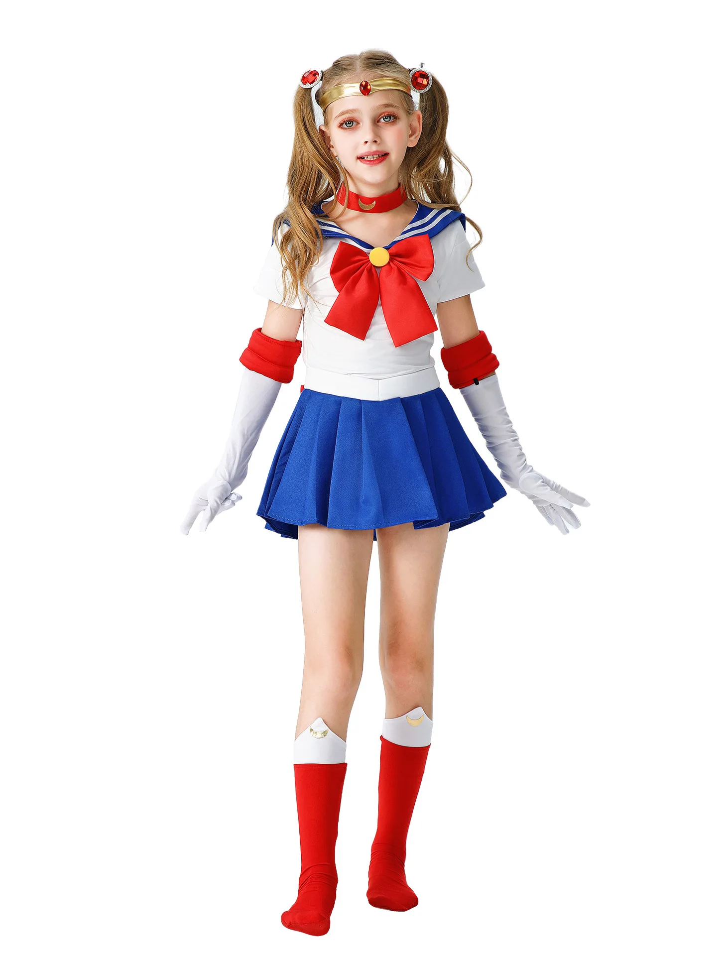 Anime Usagi Tsukino Cosplay Costumes Sailor Costume Moon JK Cos For Kids Girl Women Short Sleeve Dress Clothes With Gloves Socks