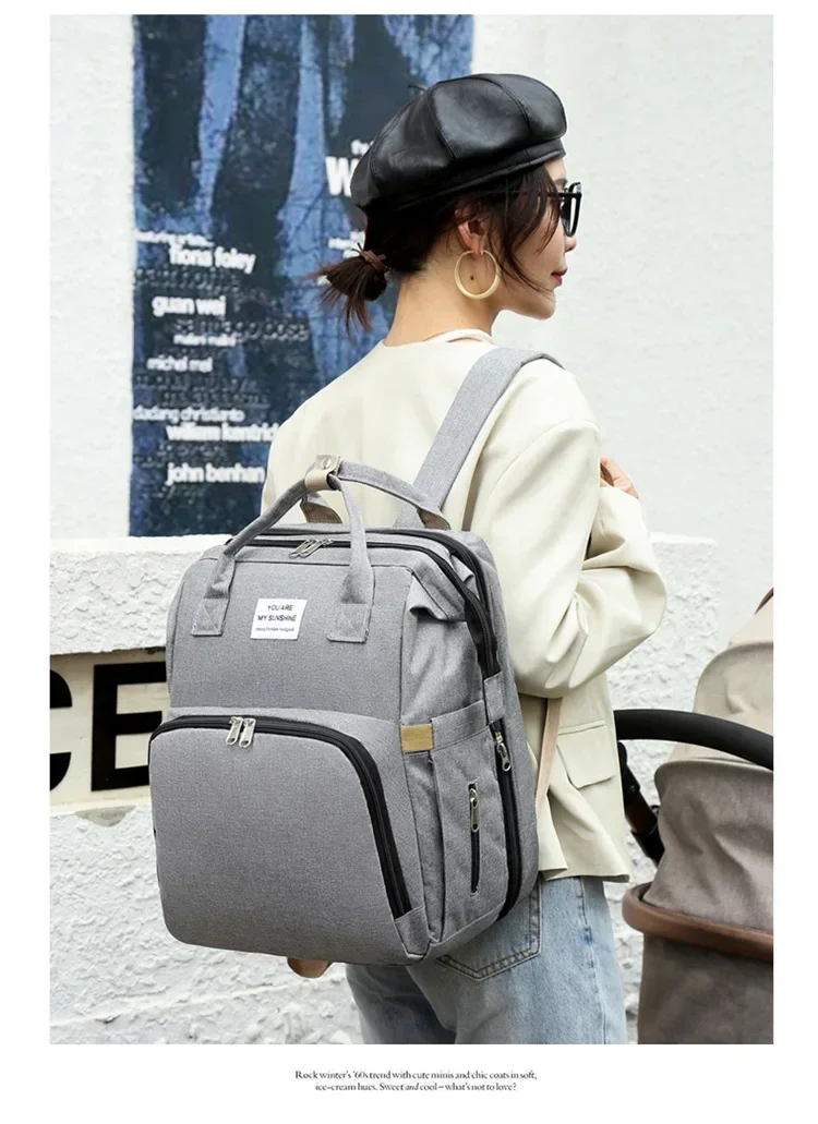 Mommy Diaper Bags Baby Bed Mother Large Capacity Nappy Milk Bottle Backpacks with Changing Mat Convenient Baby Nursing Bags