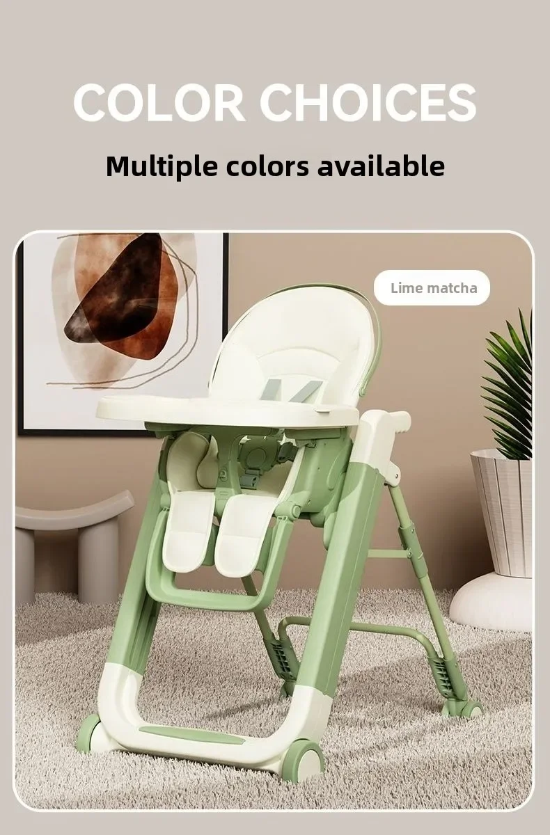 Foldable Baby High Chair Adjustable Toddler Feeding Seat Multifunctional Kids Dining Chair with Recline Footrest for Home Use