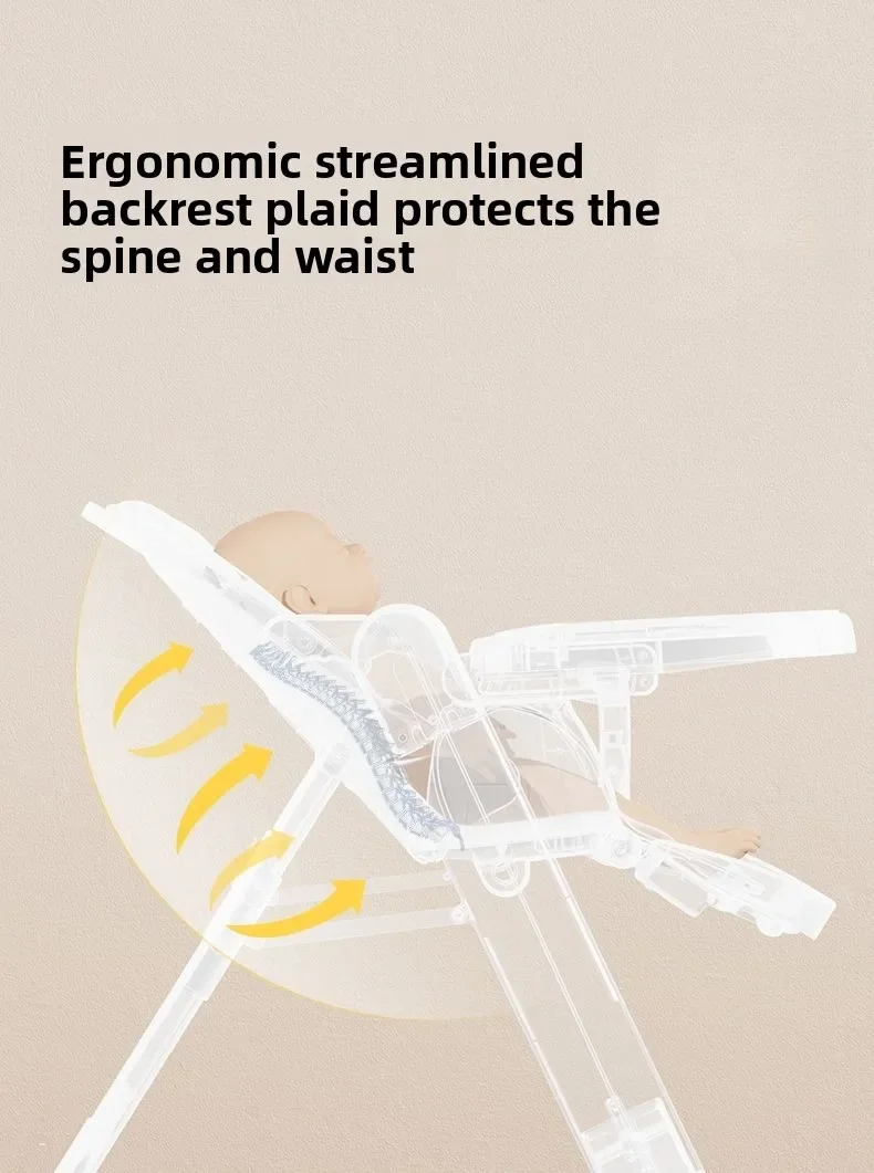 Foldable Baby High Chair Adjustable Toddler Feeding Seat Multifunctional Kids Dining Chair with Recline Footrest for Home Use