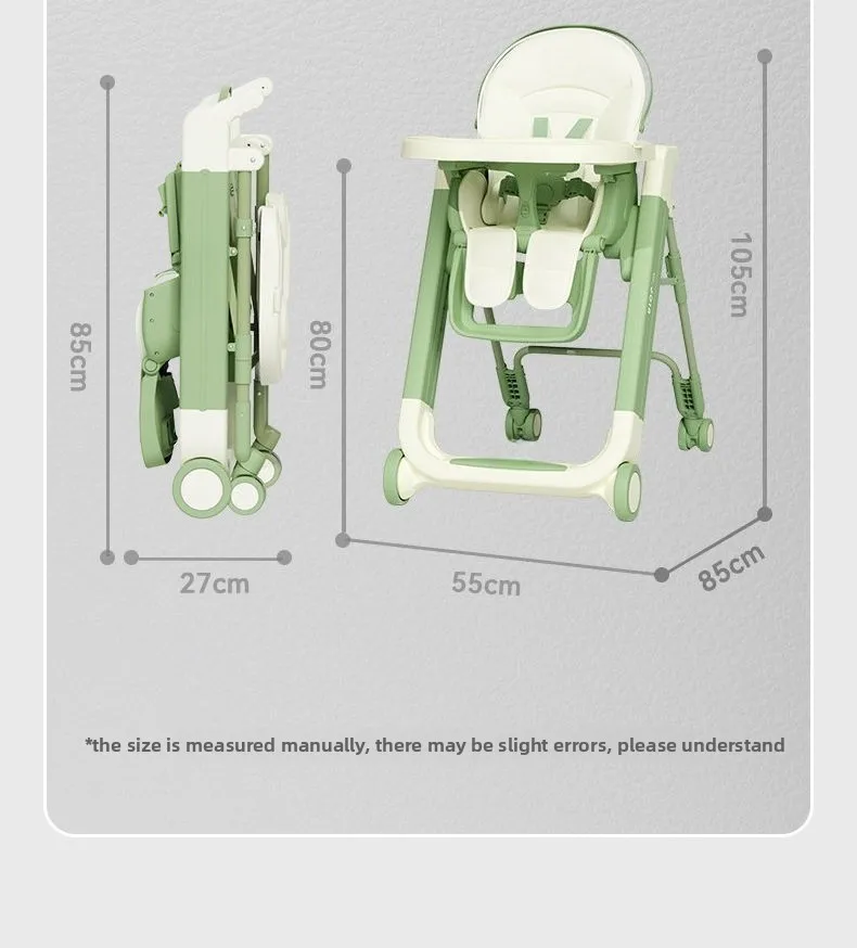 Foldable Baby High Chair Adjustable Toddler Feeding Seat Multifunctional Kids Dining Chair with Recline Footrest for Home Use
