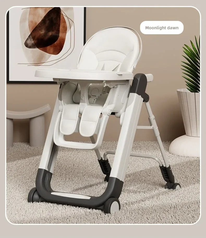 Foldable Baby High Chair Adjustable Toddler Feeding Seat Multifunctional Kids Dining Chair with Recline Footrest for Home Use
