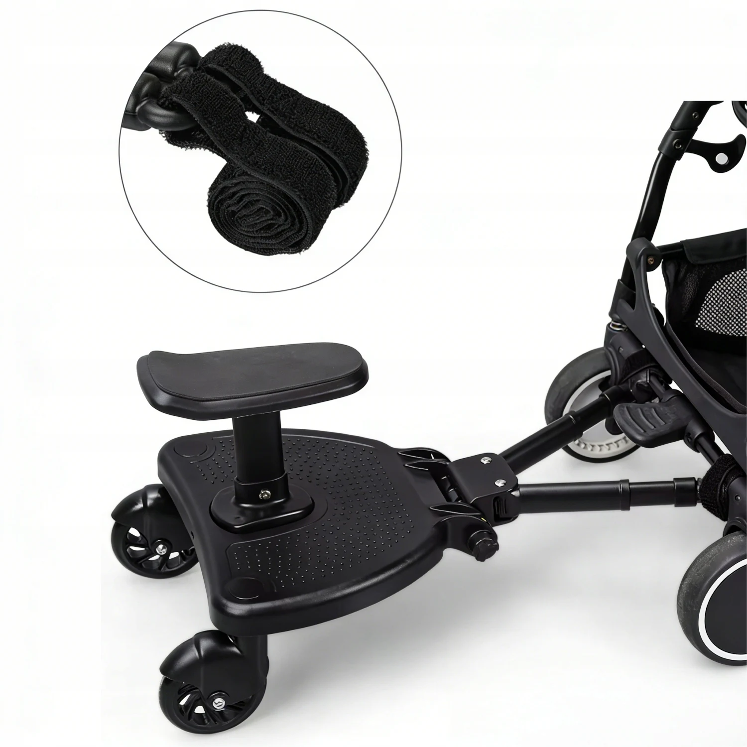 Stroller Attachment with Seat for Kids – Universal Black, 25kg Capacity, Easy Install, Fits Most Prams, CE Safety Certified