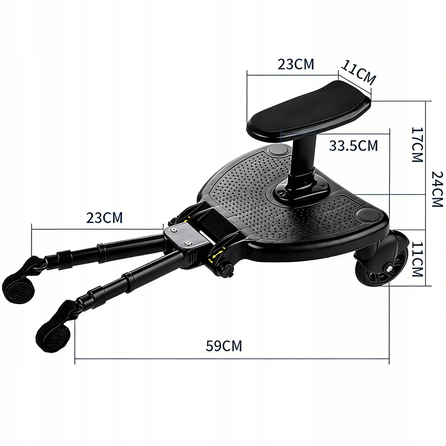 Stroller Attachment with Seat for Kids – Universal Black, 25kg Capacity, Easy Install, Fits Most Prams, CE Safety Certified