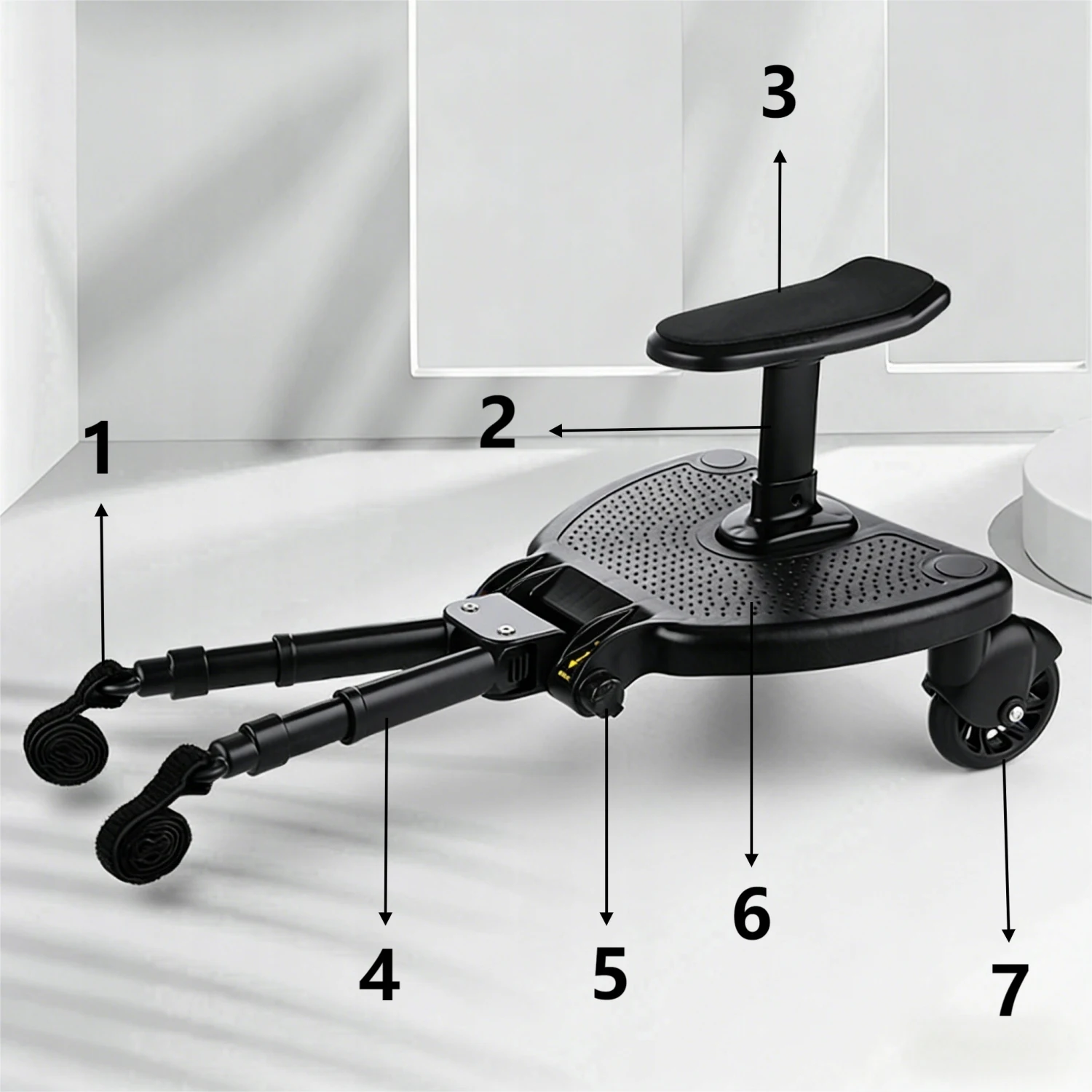 Stroller Attachment with Seat for Kids – Universal Black, 25kg Capacity, Easy Install, Fits Most Prams, CE Safety Certified