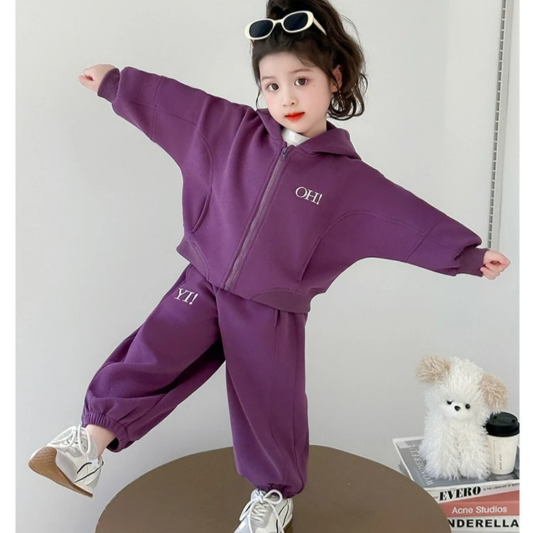 Girls Suit 2026 Autumn New Children's Clothing Korean Style Girl Baby Bright Color Hoodie Sports Two Piece Leisure Daily Sweet