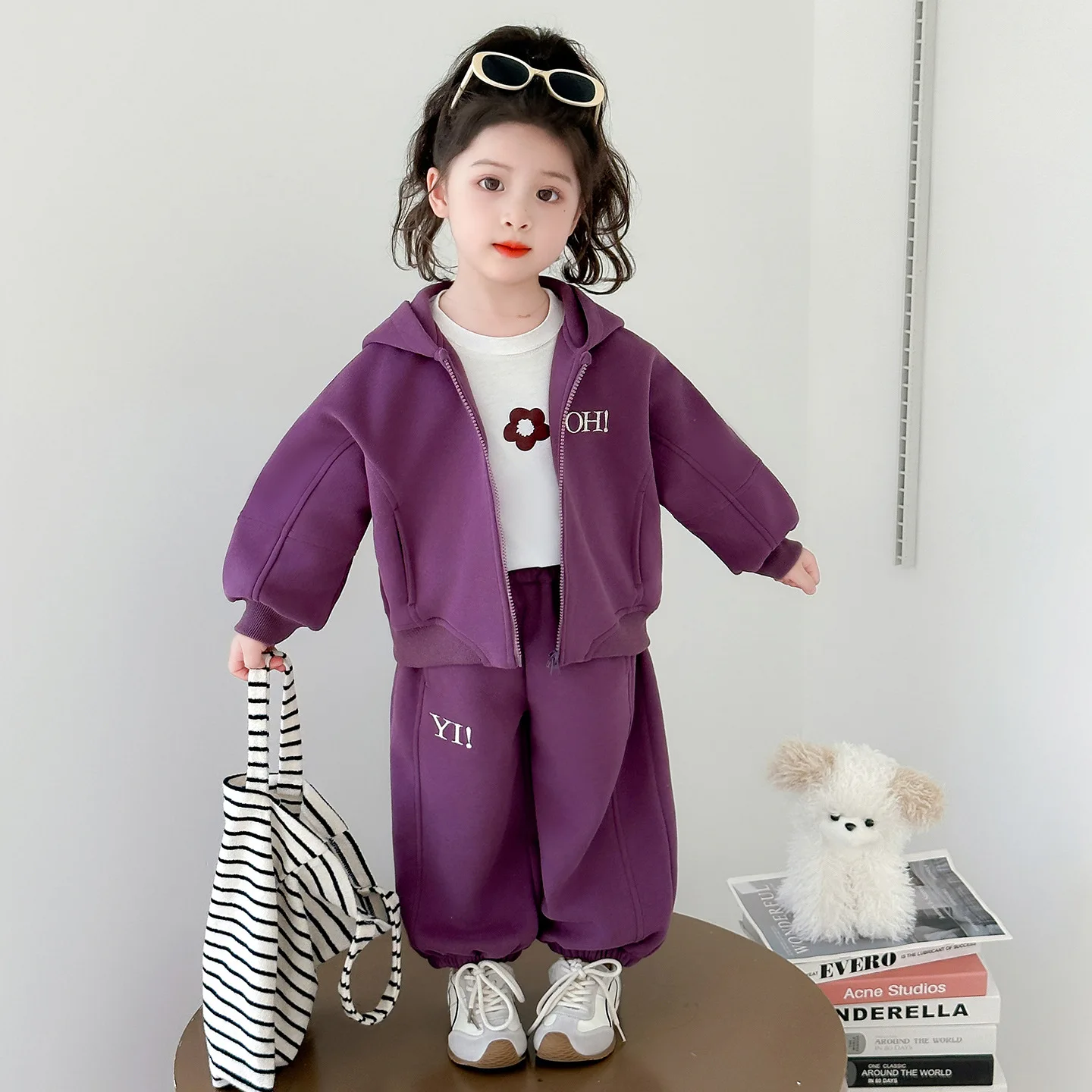 Girls Suit 2026 Autumn New Children's Clothing Korean Style Girl Baby Bright Color Hoodie Sports Two Piece Leisure Daily Sweet