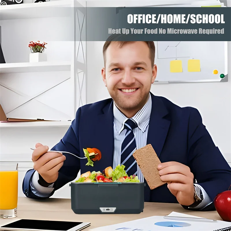 DWiusty 2-in-1 Electric Lunch Box Leak-Proof Portable Food warmer Microwave Bento Lunch Box with Stainless Steel Container