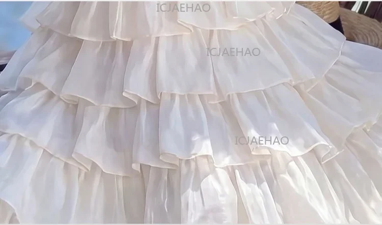 2026 Children Beige NewSleeveless Display Style Pageant Kids Princess Gown Costume Elegant Fashion Simple Girls Dress Summer