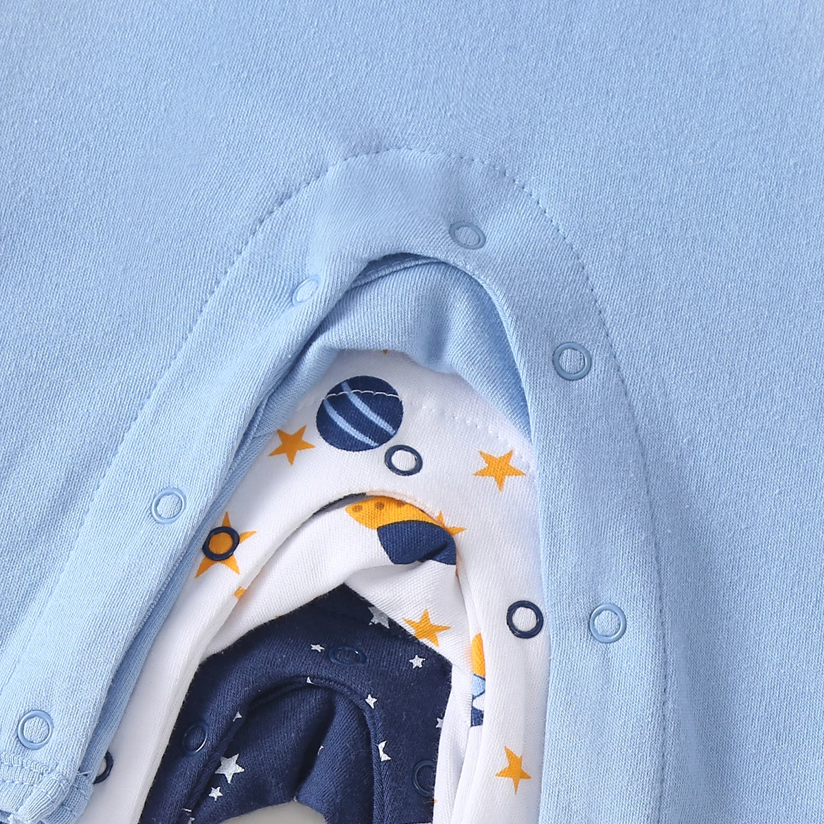 3-Pack Baby Boy Long-Sleeve 100% Cotton Rompers, Crew Neck Casual Infant Onesies, Space Print One-Piece Jumpsuits, Soft Breathable Everyday Wear for 0-18 Months, Newborn Hospital Essentials, Baby Clothes Clearance Sale