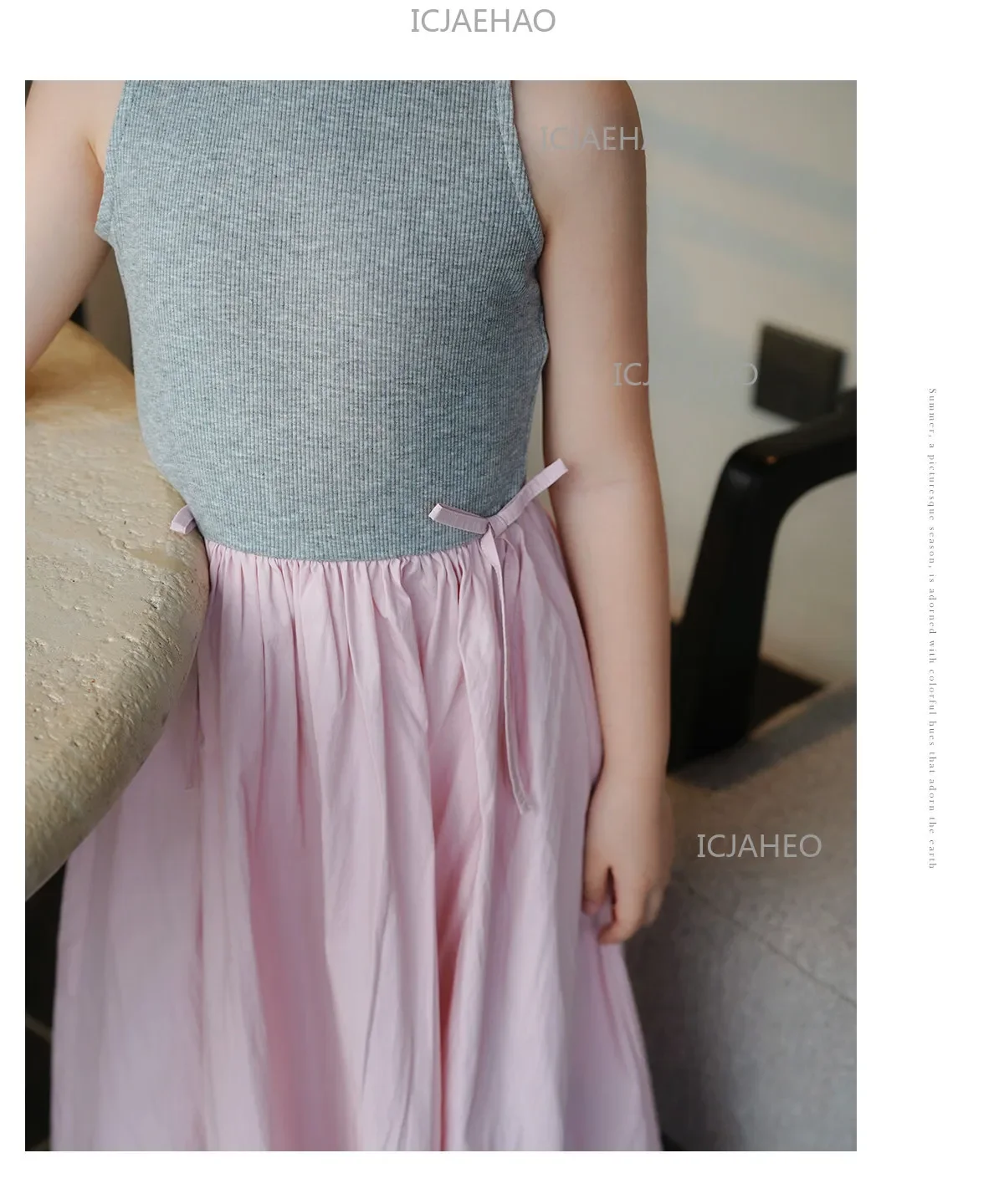 2026Gown Fashion Costume Children Girls Sleeveless Patchwork Dress Kids Summer Korean Style Long Skirt Simple Elegant Princess