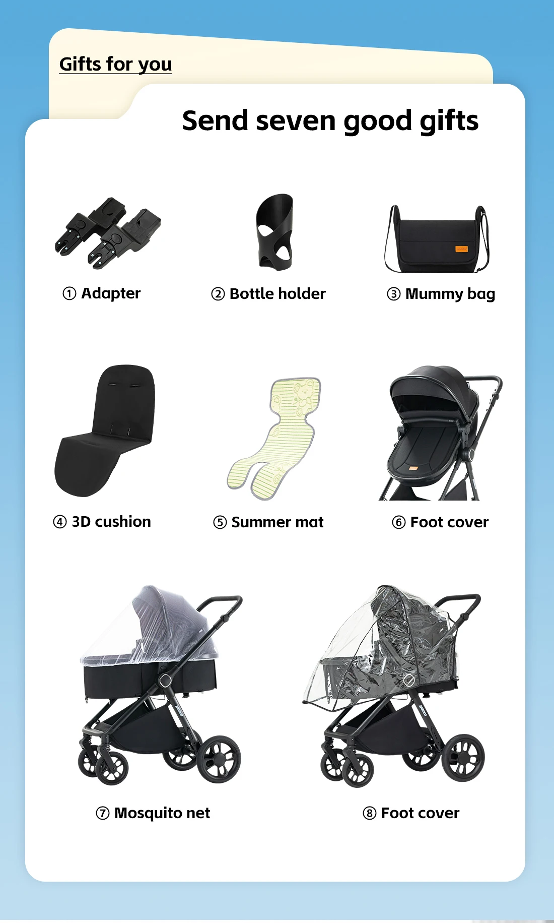 All‑in‑One Elevated Seat Baby Stroller Bundled with Infant Car Seat | Robust Lightweight Aerospace‑Grade Aluminum Frame, Ventilated Mesh Summer Seat, One‑Touch Simple Folding, Compact Space‑Saving Travel Stroller for Newborns