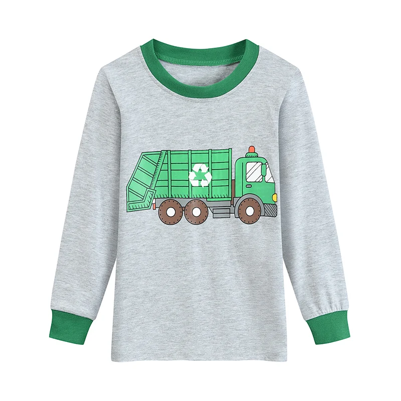 Little Hand Boys Long Sleeve Pajama Set Rescue Car Fire Truck Print Kids Loungewear Sleep Suit For Toddler Boys 2-7 Years Old