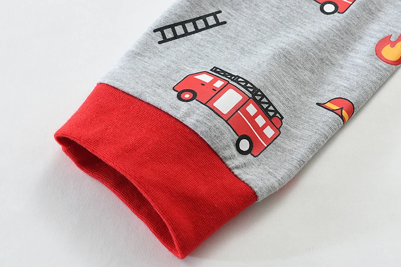 Little Hand Boys Long Sleeve Pajama Set Rescue Car Fire Truck Print Kids Loungewear Sleep Suit For Toddler Boys 2-7 Years Old