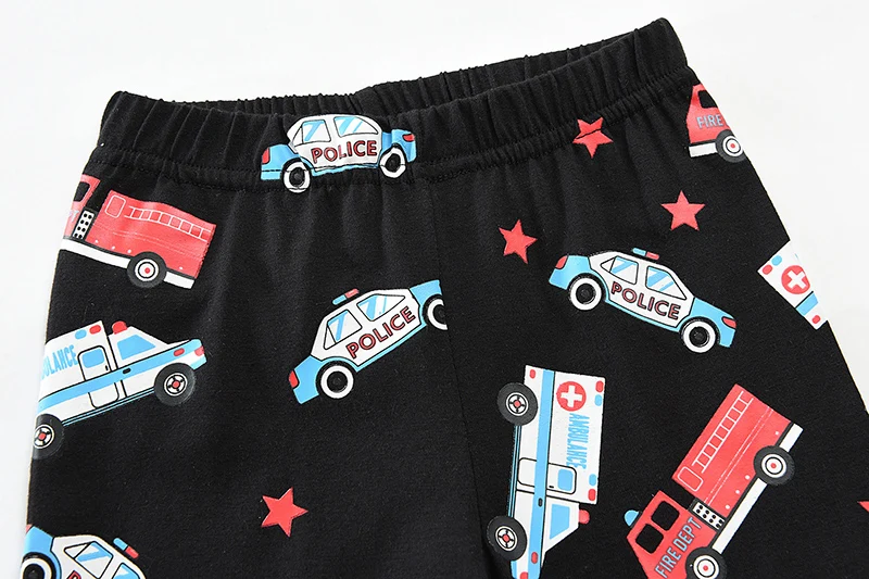 Little Hand Boys Long Sleeve Pajama Set Rescue Car Fire Truck Print Kids Loungewear Sleep Suit For Toddler Boys 2-7 Years Old