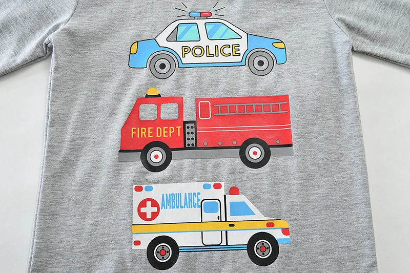 Little Hand Boys Long Sleeve Pajama Set Rescue Car Fire Truck Print Kids Loungewear Sleep Suit For Toddler Boys 2-7 Years Old