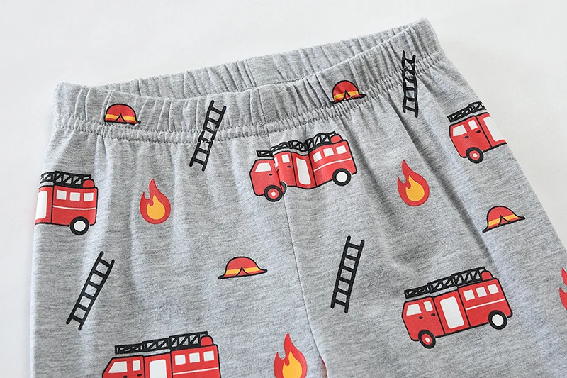 Little Hand Boys Long Sleeve Pajama Set Rescue Car Fire Truck Print Kids Loungewear Sleep Suit For Toddler Boys 2-7 Years Old