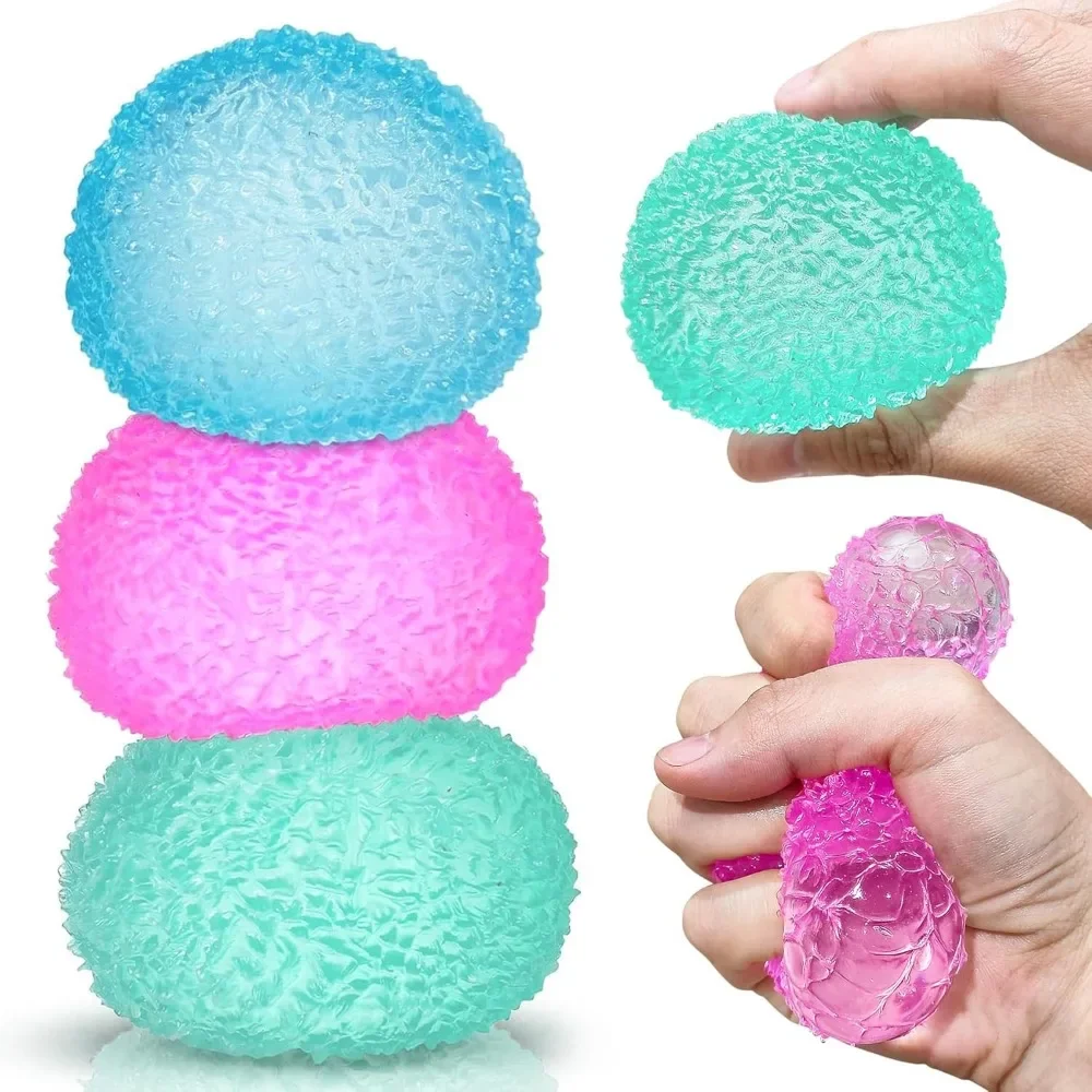 Big Textured Stress Balls, Soft Sensory Fidget Toys Ball for Adults Kids, Memory Gel Squishies Toys, Anxiety Relief Squeeze Balls for Autism/ADHD, Fun Christmas Gift, Party Favors Gifts, Prizes for Students