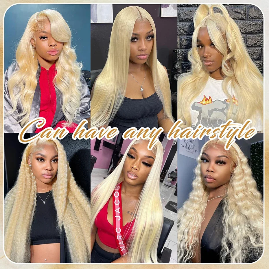 30 40 Inch 360 Lace Wig 613 13x6 HD Transparent Lace Straight Blonde Wig 200 Density Pre Plucked Natural Hairline with Baby Hair RawVietnamese Hair 13x4 Lace Front Human Hair Wigs For Black Women