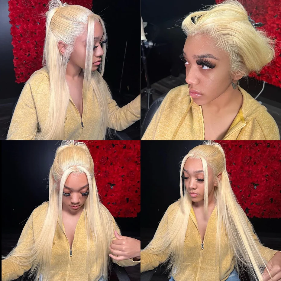 30 40 Inch 360 Lace Wig 613 13x6 HD Transparent Lace Straight Blonde Wig 200 Density Pre Plucked Natural Hairline with Baby Hair RawVietnamese Hair 13x4 Lace Front Human Hair Wigs For Black Women