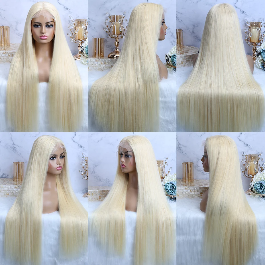 30 40 Inch 360 Lace Wig 613 13x6 HD Transparent Lace Straight Blonde Wig 200 Density Pre Plucked Natural Hairline with Baby Hair RawVietnamese Hair 13x4 Lace Front Human Hair Wigs For Black Women