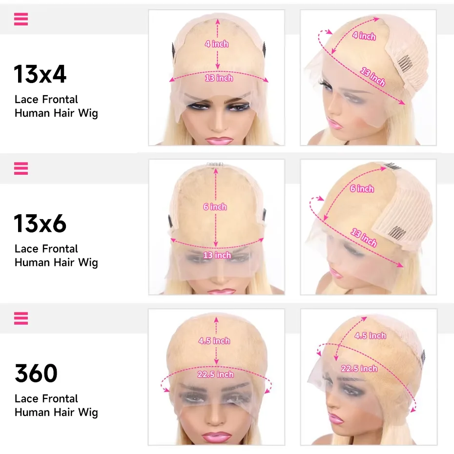 30 40 Inch 360 Lace Wig 613 13x6 HD Transparent Lace Straight Blonde Wig 200 Density Pre Plucked Natural Hairline with Baby Hair RawVietnamese Hair 13x4 Lace Front Human Hair Wigs For Black Women