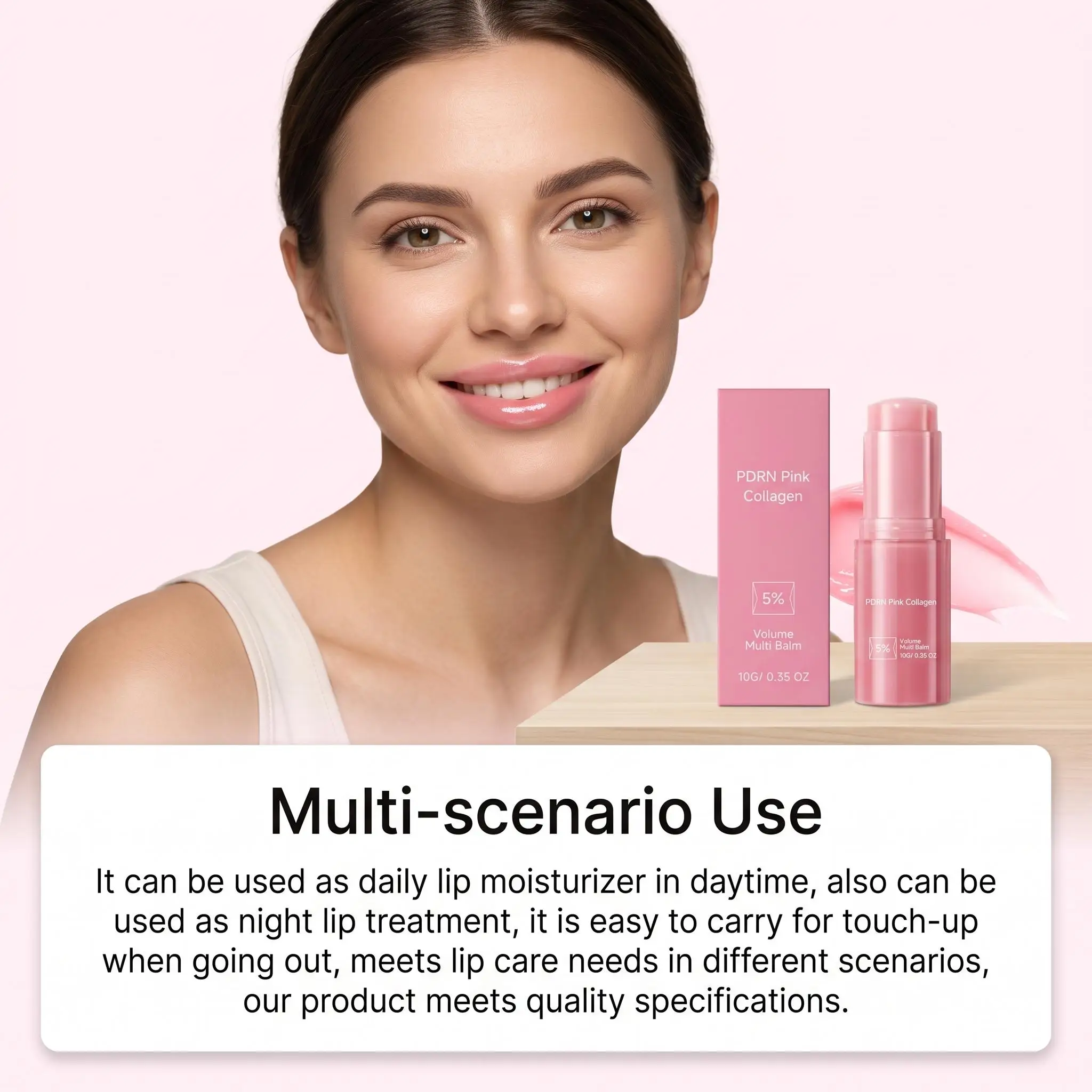 PDRN Pink Collagen Volume Lip Balm Plump Lips Fade Lip Lines Deep Hydrating Nourishing Repair Overnight Moisturizing Lip Care Stick