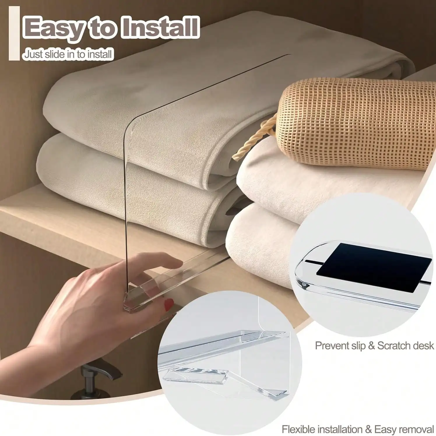 16/8pcs Partitions Are Used To Organize The Wardrobe. Transparent Wardrobe Partitions Are Suitable For Wooden Or Vertical Partitions. Partition For Storing Wardrobes - Used For Storing Wooden Partitions, Wallets, And Sweaters