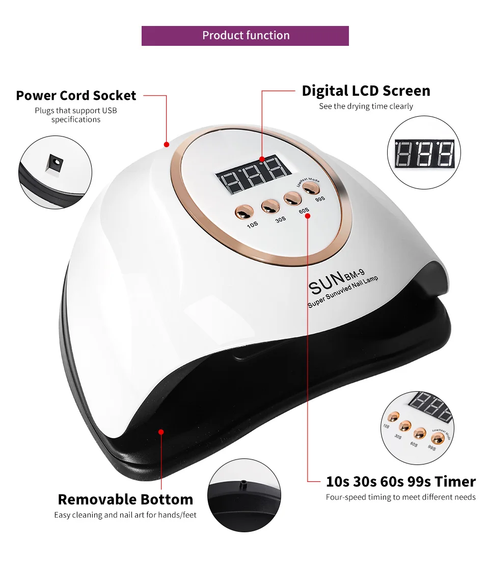LIMEGIRL LED Nail Lamp For Manicure Nail Dryer Machine UV Drying Lamp For Curing UV Gel Nail Polish With Motion Sensing LCD Display