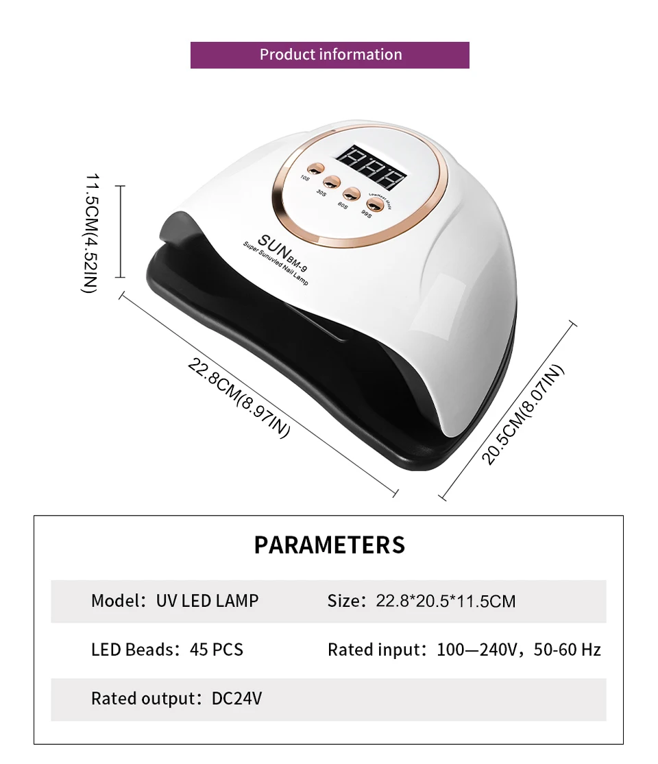 LIMEGIRL LED Nail Lamp For Manicure Nail Dryer Machine UV Drying Lamp For Curing UV Gel Nail Polish With Motion Sensing LCD Display