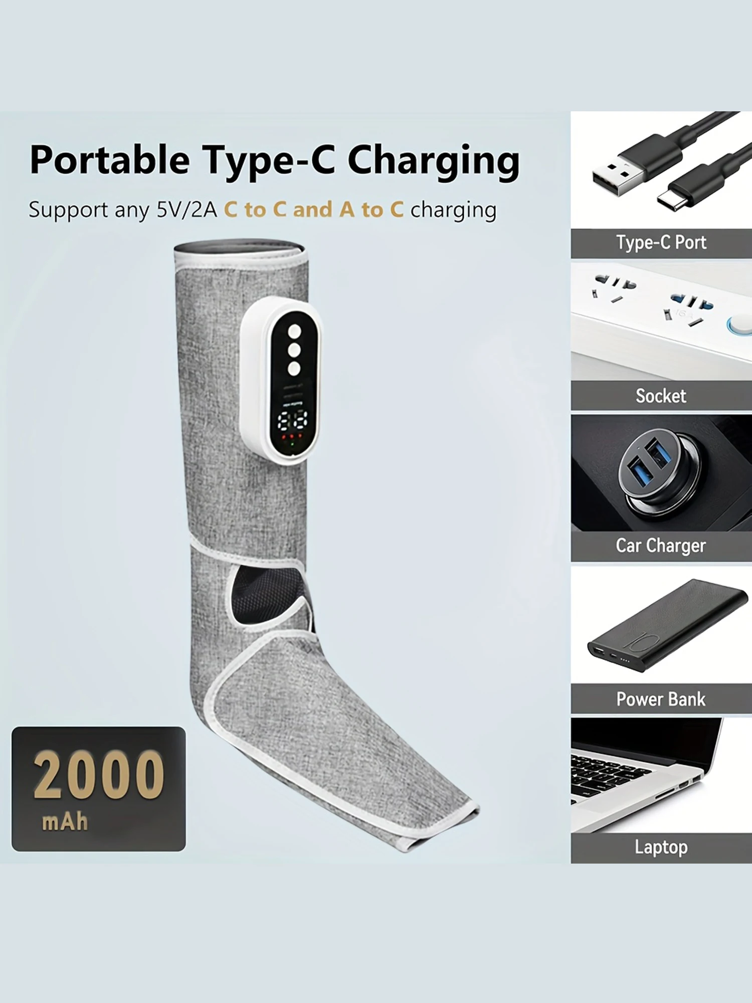 LINGTENG Electric Leg and Foot Massager, Portable Rechargeable Calf Massager, Massages Both Calves and Feet at the Same Time, Includes Foot and Leg Heating, Cordless Leg Massager, Christmas, Mother's Day, and Father's Day Gift