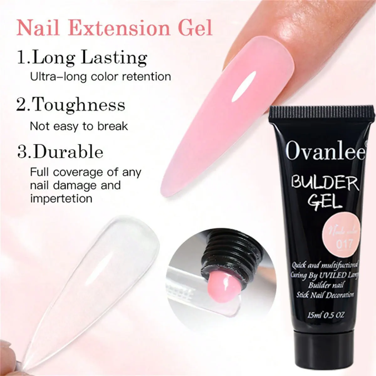 Ovanlee 18-Piece Complete Builder Gel Kit – 12 Colors, Mini UV Lamp & Tools, Form-Free Application for Strong, Long-Lasting Nails