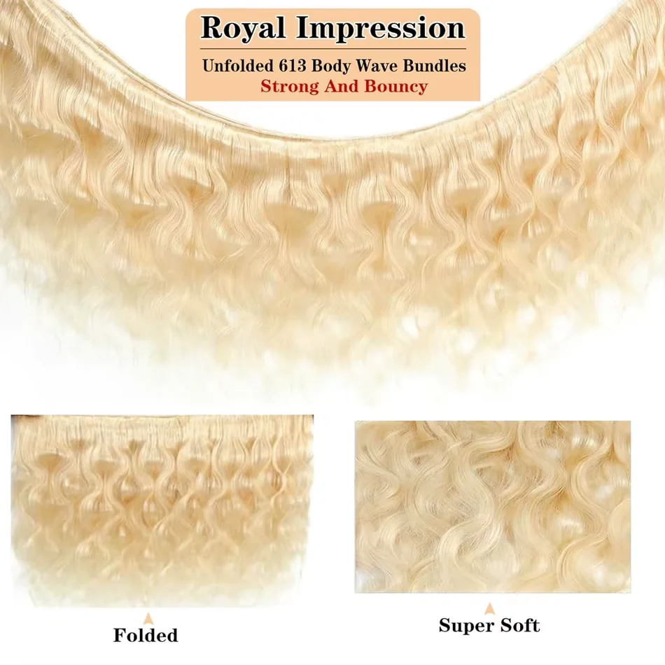 28 30 Inch Brazilian Raw 12A 613 Blonde Human Hair Bundles Body Wave Blonde Bundle Natural Human Hair Weaving Hair Extension