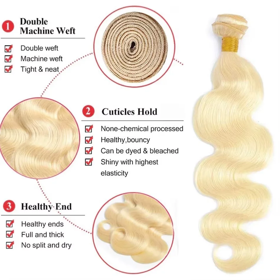 28 30 Inch Brazilian Raw 12A 613 Blonde Human Hair Bundles Body Wave Blonde Bundle Natural Human Hair Weaving Hair Extension