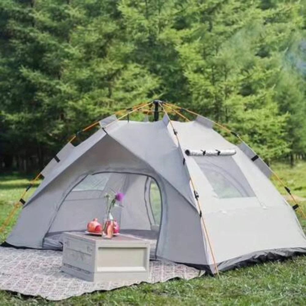 Automatic Pop Up Camping Tent Waterproof Windproof Sunproof 2 3 4 Person Instant Portable Foldable Cabin Family Outdoor Hiking Beach Park Travel Gear with Carry Bag