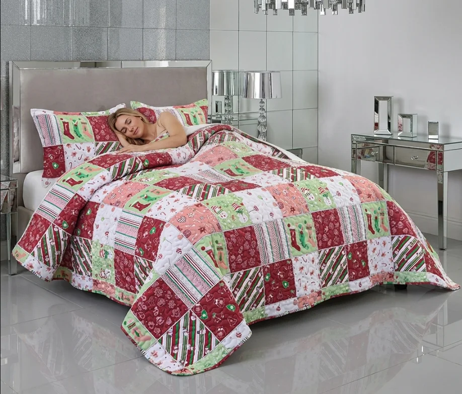 Queen and King Size Bedspread - Soft Breathable Lightweight Quilt Set for Home and Dorm Machine Washable and Foldable All Seasons Bed Cover Random colors