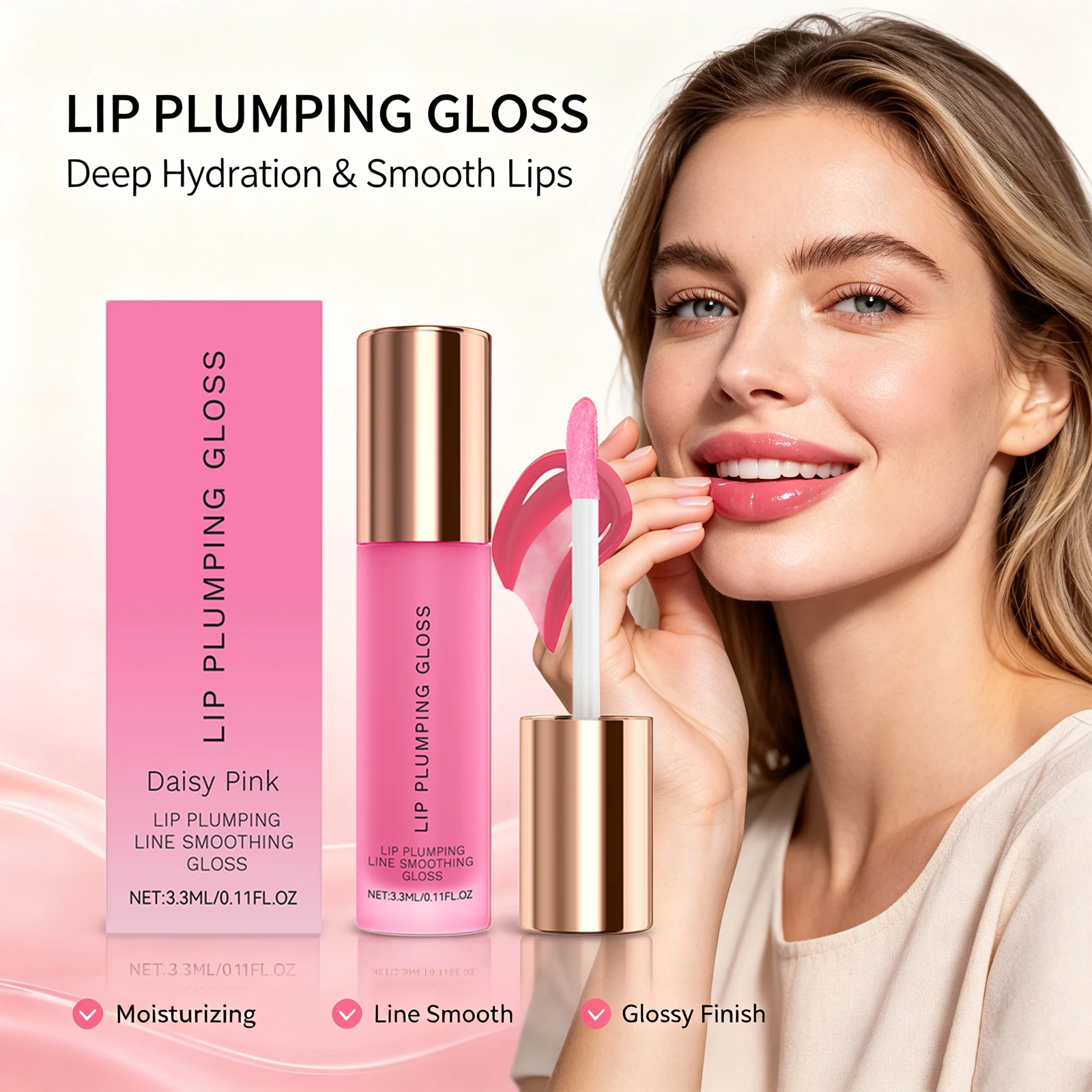 High Shine Finish Hydrating Plumping Lip Gloss Non Sticky Long Lasting Moisturizing Volumizing Smooths Lip Lines Lipgloss Women Daily Wear Makeup