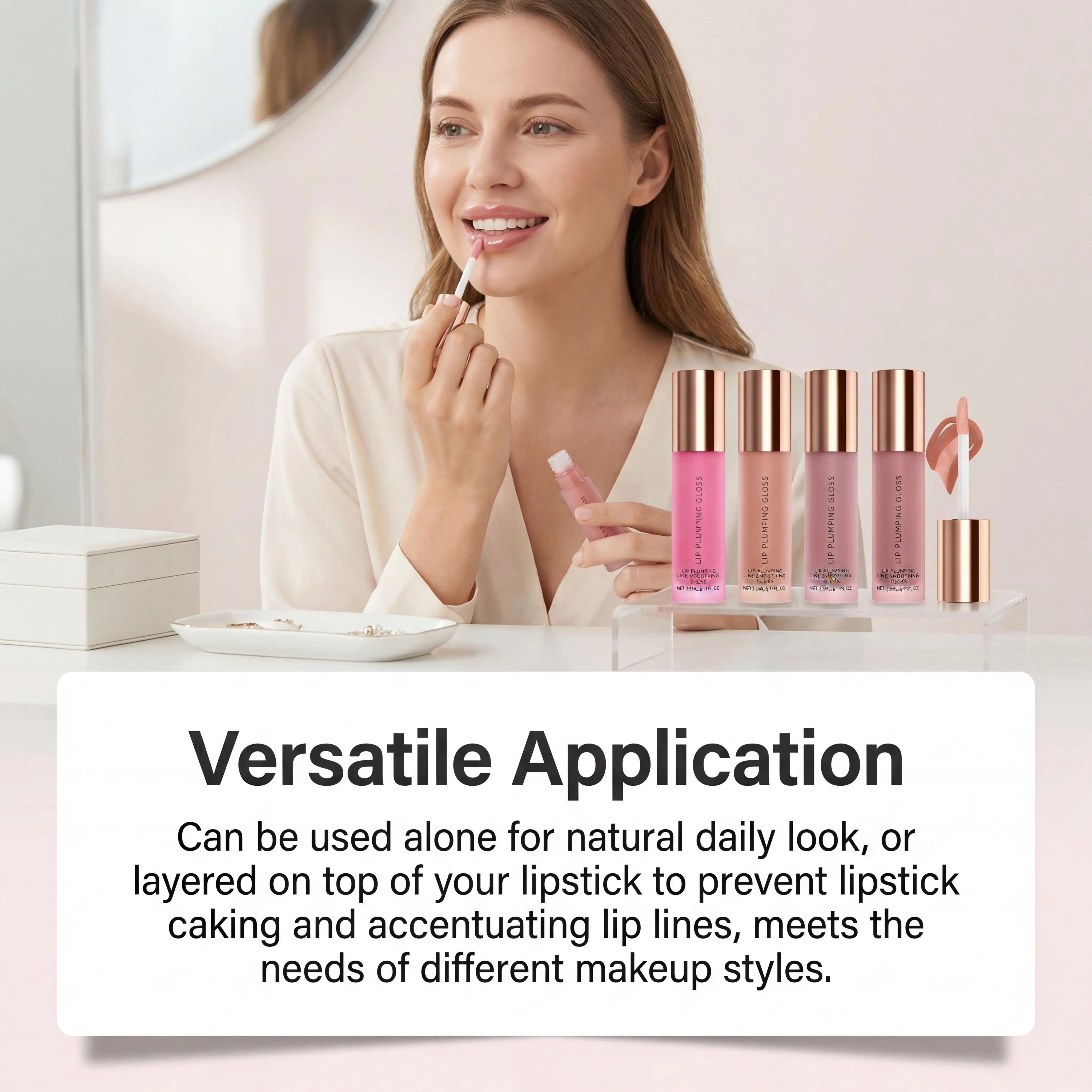 High Shine Finish Hydrating Plumping Lip Gloss Non Sticky Long Lasting Moisturizing Volumizing Smooths Lip Lines Lipgloss Women Daily Wear Makeup