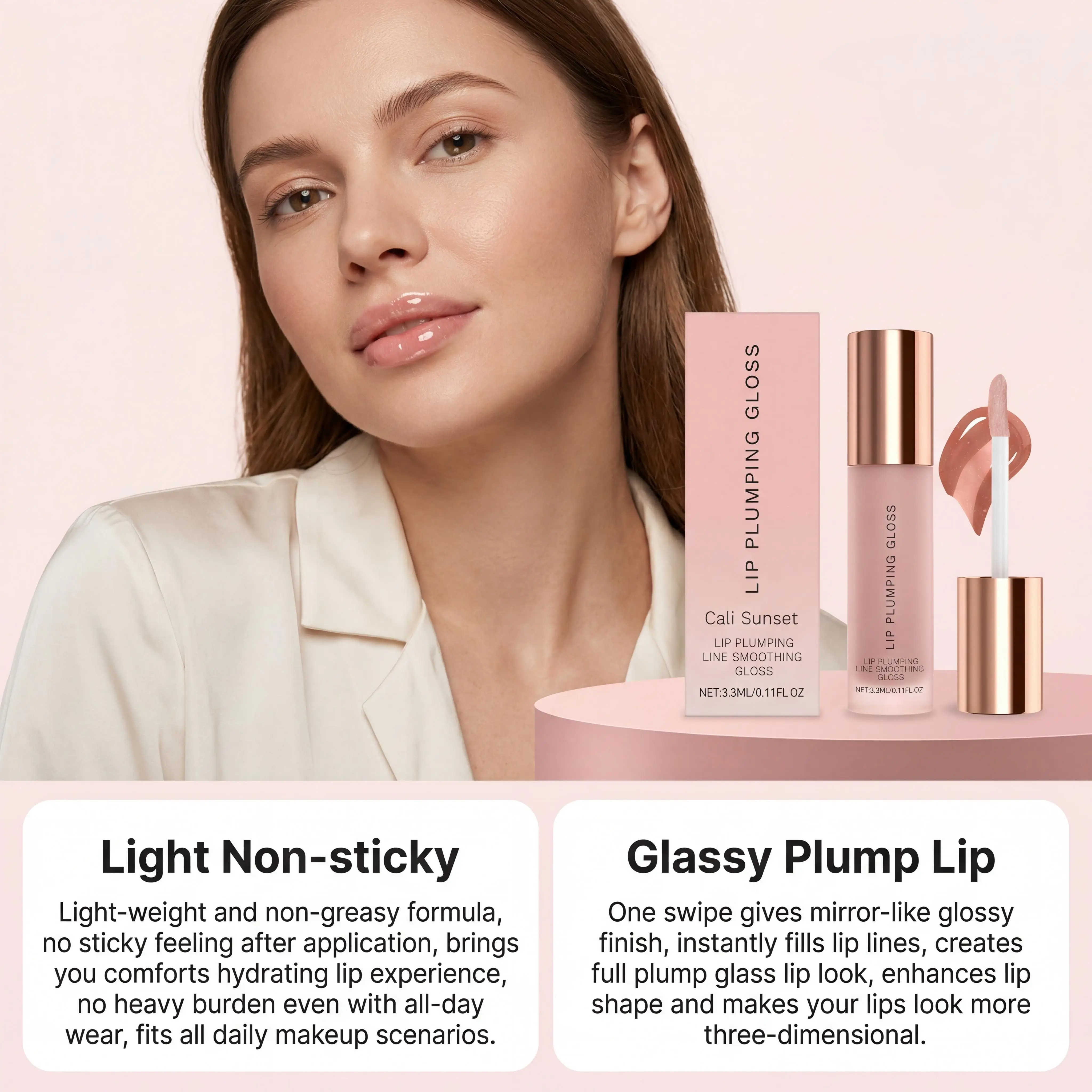 High Shine Finish Hydrating Plumping Lip Gloss Non Sticky Long Lasting Moisturizing Volumizing Smooths Lip Lines Lipgloss Women Daily Wear Makeup