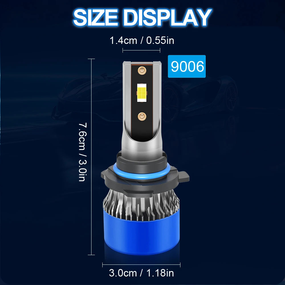 Roadsun Car LED Headlight Bulbs 120W 22000LM CANBUS Super Bright 9006/HB4 High/Low Beam LED Car Headlamps 6000K DC12V 3570 CSP Chips Auto Light Bulbs Universal Fit For Car Motors
